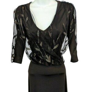 Enka Black Stretch Dress with Sheer Dress S